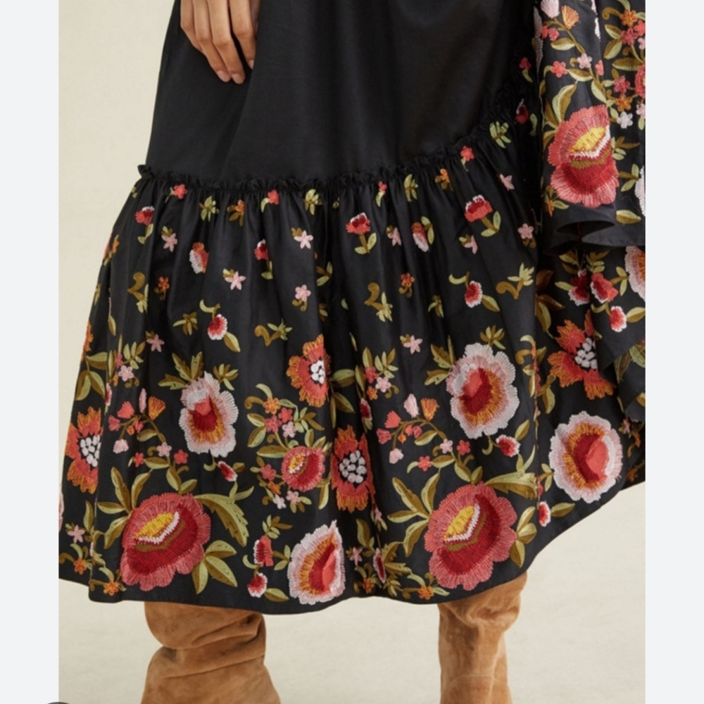 Anthropologie Karolina Cut-Out Floral Black Maxi Dress Size 12 NWT - Picture 4 of 4